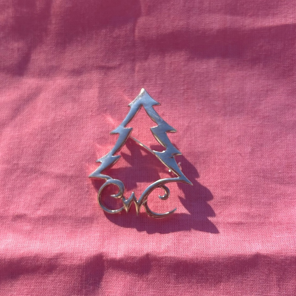Vintage Silver Christmas Tree Brooch